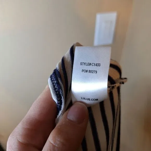 Lulus Take the Lead Navy Blue Striped Tie-Front Crop Top - Picture 7 of 8